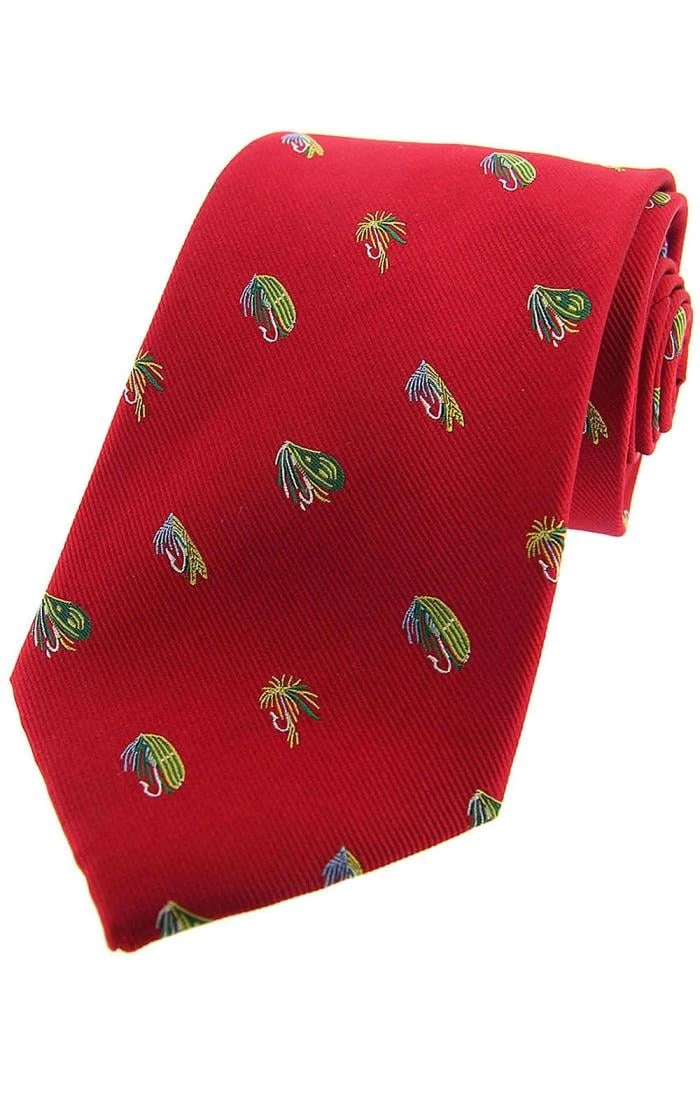 Silk Country Tie With Fishing Fly Design 1 Silk Country Tie With Fishing Fly Design