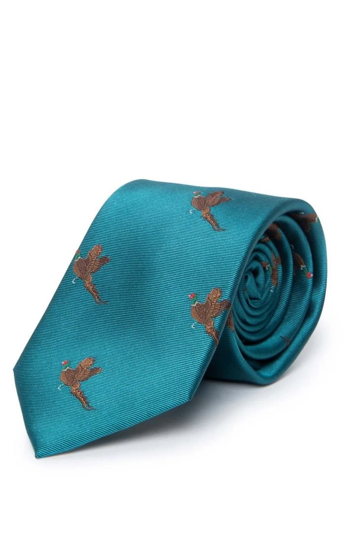 Flying Pheasants Woven Silk Tie 1 Flying Pheasants Woven Silk Tie