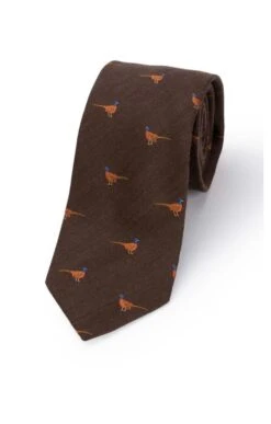 Pheasant Silk/Wool Tie -Fashion Men Clothing Store TL12992BROWNPLAIN 1