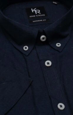 Men's Linen/Cotton Short Sleeve Shirt -Fashion Men Clothing Store TN20201NAVY 1
