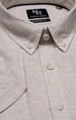 Men's Linen/Cotton Short Sleeve Shirt -Fashion Men Clothing Store TN20201STONE 1