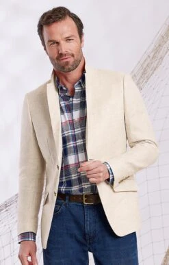 Men's Herringbone Pure Linen Jacket