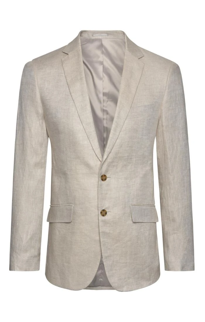 Men's Herringbone Pure Linen Jacket 4 Men's Herringbone Pure Linen Jacket - Image 4