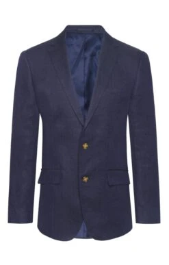 Men's Herringbone Pure Linen Jacket 12 Men's Herringbone Pure Linen Jacket -Fashion Men Clothing Store TR10025NAVY 1