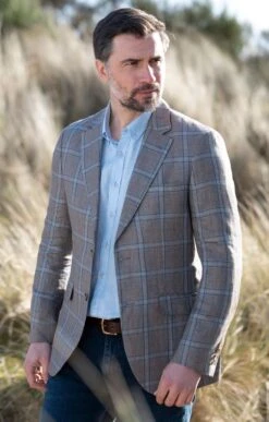 Men's Checked Linen Jacket