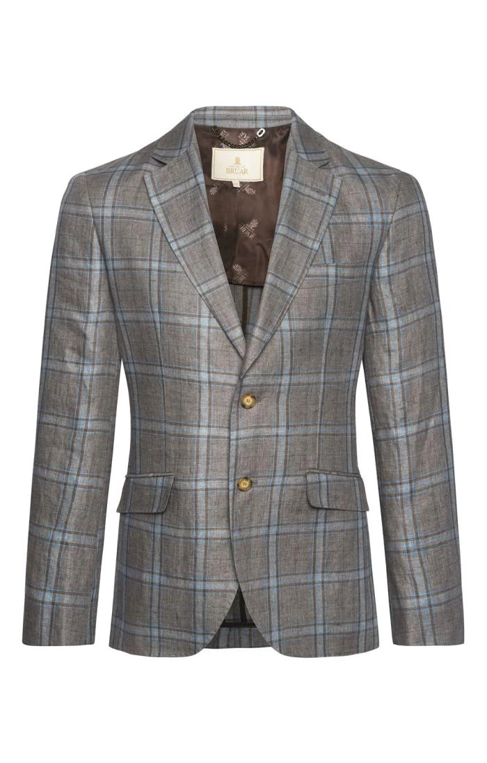 Men's Checked Linen Jacket 2 Men's Checked Linen Jacket - Image 2