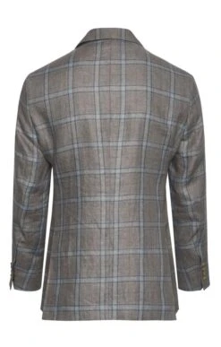 Men's Checked Linen Jacket 6 Men's Checked Linen Jacket -Fashion Men Clothing Store TR20018CHESTNUTSKY 2