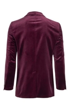 Men's Single Breasted Velvet Jacket 31 Men's Single Breasted Velvet Jacket -Fashion Men Clothing Store TR30260BURGUNDY 1