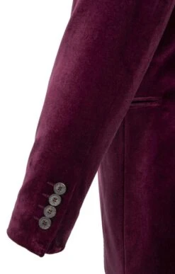 Men's Single Breasted Velvet Jacket 33 Men's Single Breasted Velvet Jacket -Fashion Men Clothing Store TR30260BURGUNDY 3