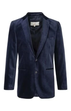 Men's Single Breasted Velvet Jacket 35 Men's Single Breasted Velvet Jacket -Fashion Men Clothing Store TR30260NAVY 1