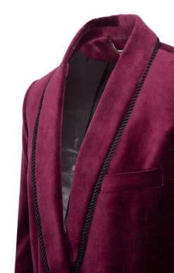 Men's Double Breasted Velvet Jacket 24 Men's Double Breasted Velvet Jacket -Fashion Men Clothing Store TR30265BURGUNDY 2