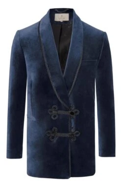 Men's Double Breasted Velvet Jacket 26 Men's Double Breasted Velvet Jacket -Fashion Men Clothing Store TR30265NAVY 1