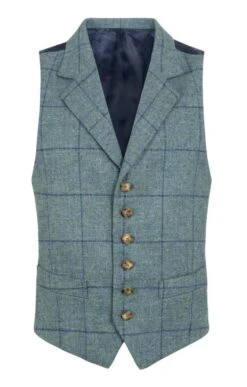 Men's Saxony Tweed Waistcoat -Fashion Men Clothing Store TR30375BLUELOVATWP 1