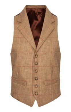 Men's Saxony Tweed Waistcoat -Fashion Men Clothing Store TR30375RUSTBRNNAILHD 1