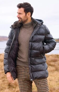 Fashion Men Clothing Store 3 Men's Lamb Leather And Sheepskin Quilted Parka