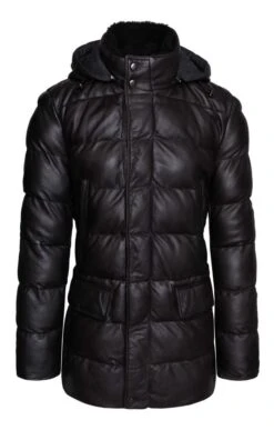 Men's Lamb Leather And Sheepskin Quilted Parka -Fashion Men Clothing Store TR30842DARKBROWN 2