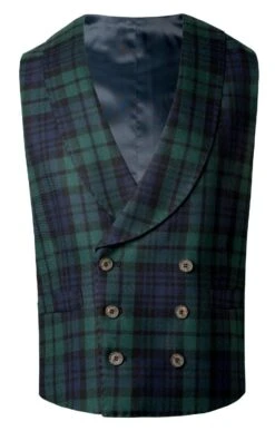 Men's Double Breasted Plaid Waistcoat -Fashion Men Clothing Store TR40660BLACKWATCH 1