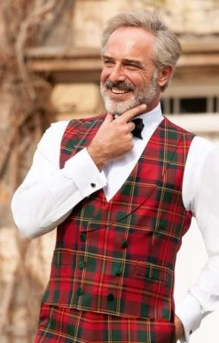Men's Double Breasted Plaid Waistcoat