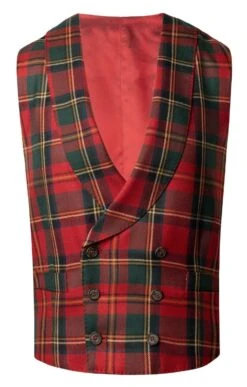 Men's Double Breasted Plaid Waistcoat -Fashion Men Clothing Store TR40660MUTEDRED 1