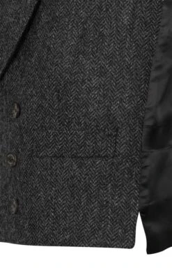 Men's Double Breasted Tweed Waistcoat -Fashion Men Clothing Store TR40675CHARCOALHB 3
