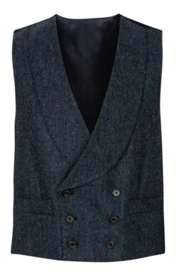 Men's Double Breasted Tweed Waistcoat -Fashion Men Clothing Store TR40675DENIMHB 1