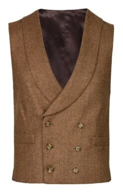Men's Double Breasted Tweed Waistcoat -Fashion Men Clothing Store TR40675WHEATHB 1
