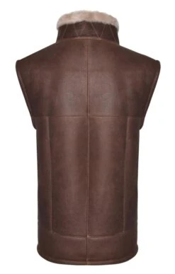 Men's Sheepskin Lined Leather Waistcoat -Fashion Men Clothing Store TR91148NEWCHOCFOREST 2
