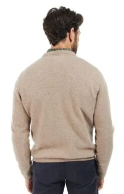 Men's Barbour Nelson Essential Crew Neck Jumper -Fashion Men Clothing Store TS09898STONE 1