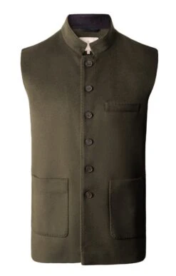 Men’s Wool And Cashmere Sporting Waistcoat -Fashion Men Clothing Store TS22501DEEPOLIVE 2