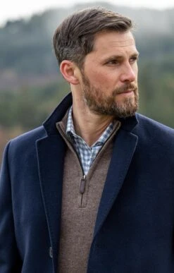 Men's Wool & Cashmere Paddock Coat -Fashion Men Clothing Store TS30420NAVY 1