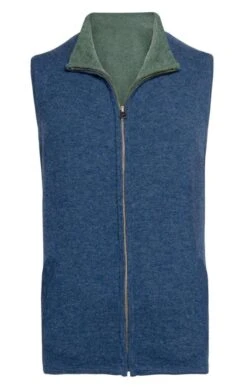 Men's Lambswool Reversible Gilet -Fashion Men Clothing Store TT00923SAGEDKDENIM 2