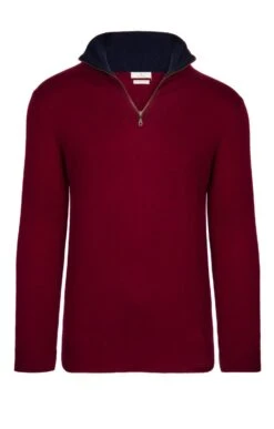 Men's Merino T-Zip 9 Men's Merino T-Zip -Fashion Men Clothing Store TT04853BURGNAVY 1