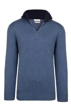 Men's Merino T-Zip 11 Men's Merino T-Zip -Fashion Men Clothing Store TT04853LTDENIMNAVY 1