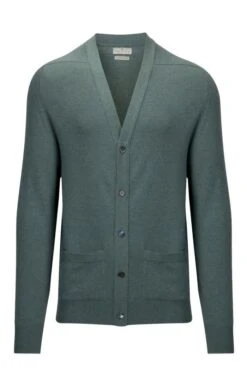 Barrie 3 Ply Cashmere V Neck Cardigan -Fashion Men Clothing Store TT14004GREENMIX 1 1