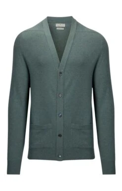 Barrie 3 Ply Cashmere V Neck Cardigan -Fashion Men Clothing Store TT14004GREENMIX 1