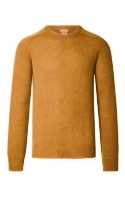 House Of Bruar 2 Ply Lambswool Crew Neck -Fashion Men Clothing Store TT15000OCHRE 1