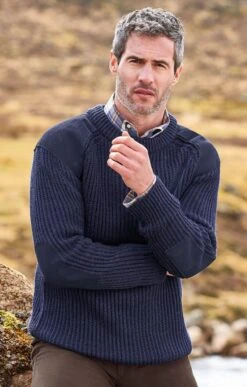 Men's Suede Patch Crew