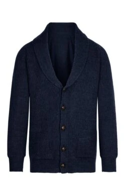 Men's Merino & Lambswool Shawl Collar Cardigan -Fashion Men Clothing Store TT21532NAVY 1