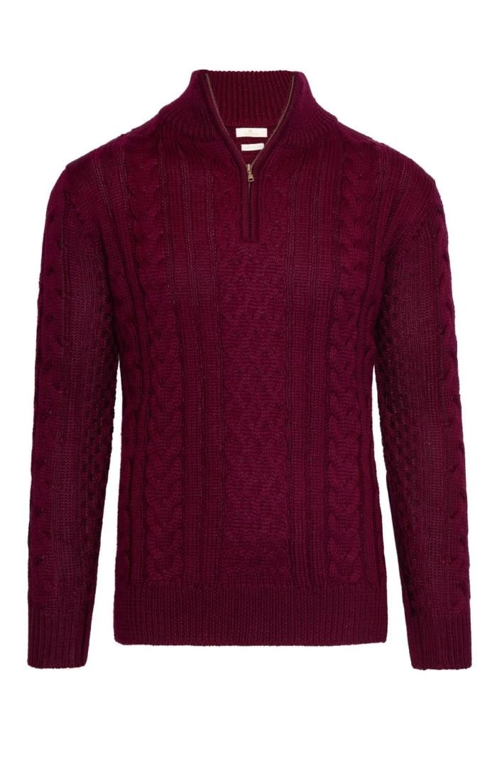 Men's Pure New Wool Aran T-Zip 2 Men's Pure New Wool Aran T-Zip - Image 2